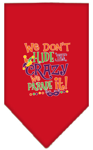 We Don't Hide the Crazy Screen Print Mardi Gras Bandana Red Large